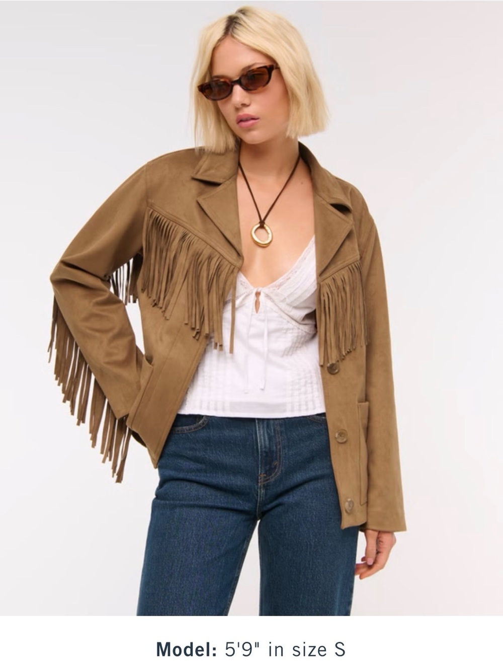 Abercrombie & Fitch Brown Suede Fringe Jacket - NWT - size XL - Picture 8 of 8